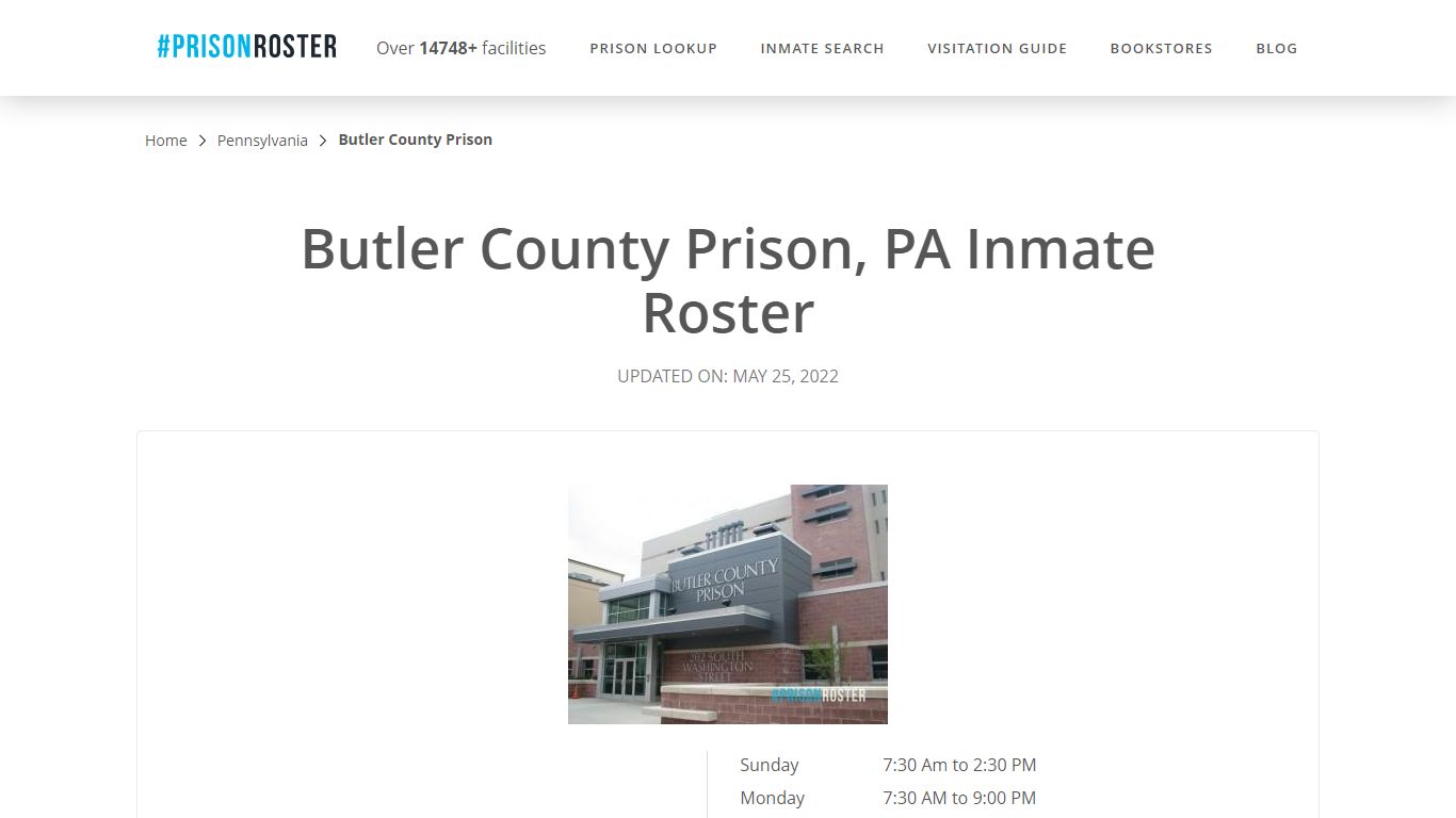 Butler County Prison, PA Inmate Roster