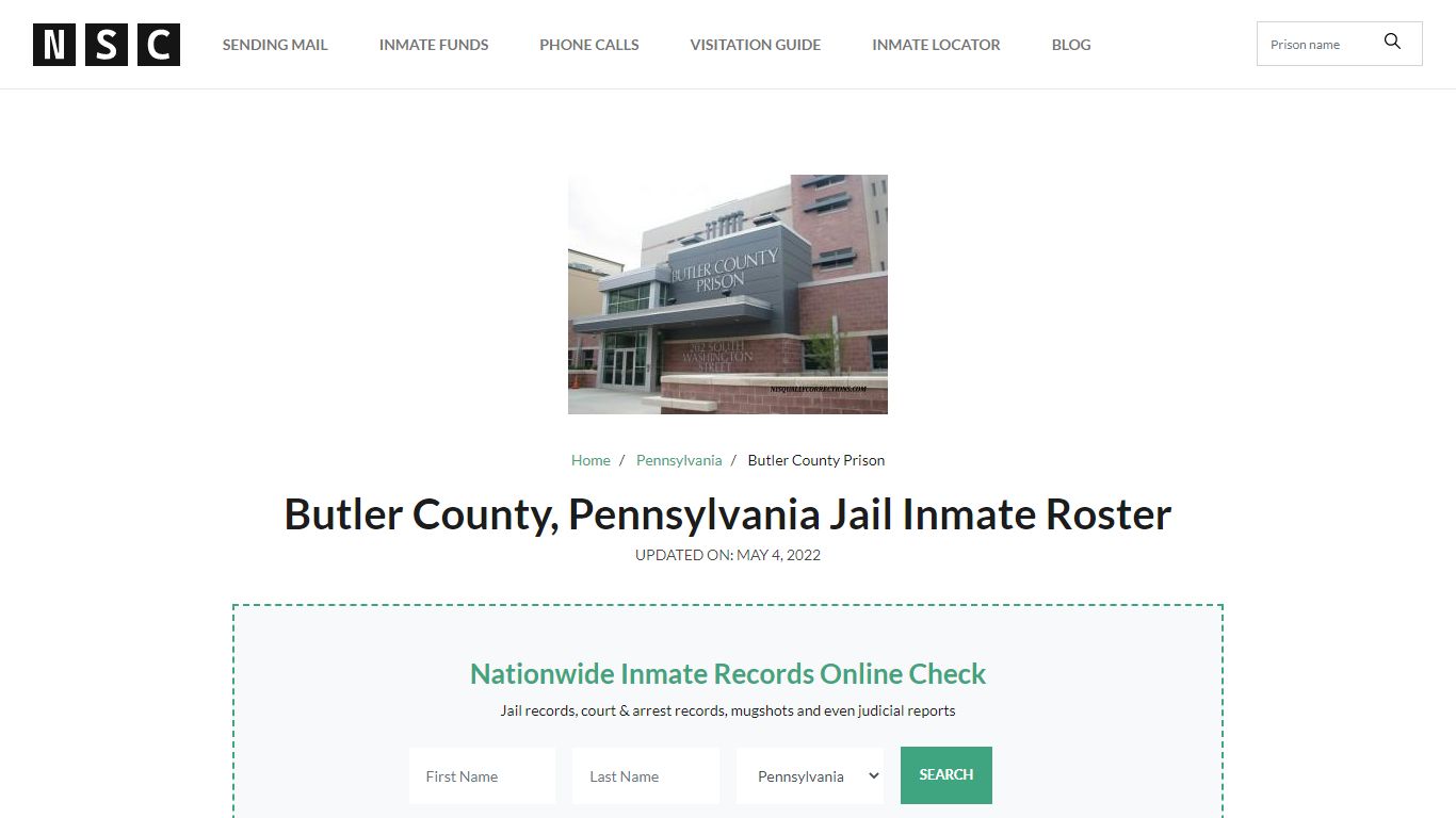Butler County, Pennsylvania Jail Inmate List